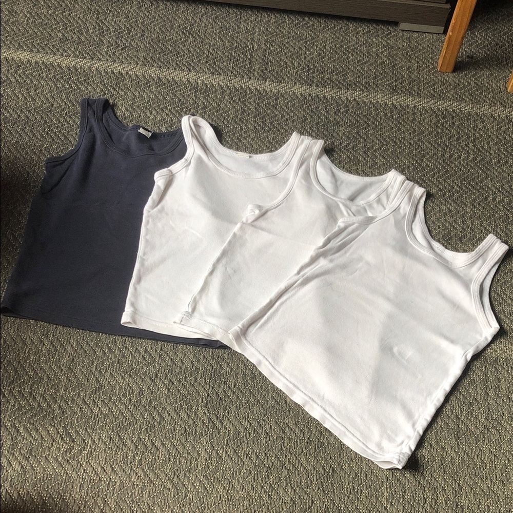 4 Kids Tank Tops - White & Navy Set of 4 bundle